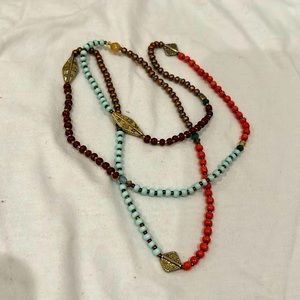 Jerusalem Beaded necklace handmade in Jerusalem colorful gold colored accents